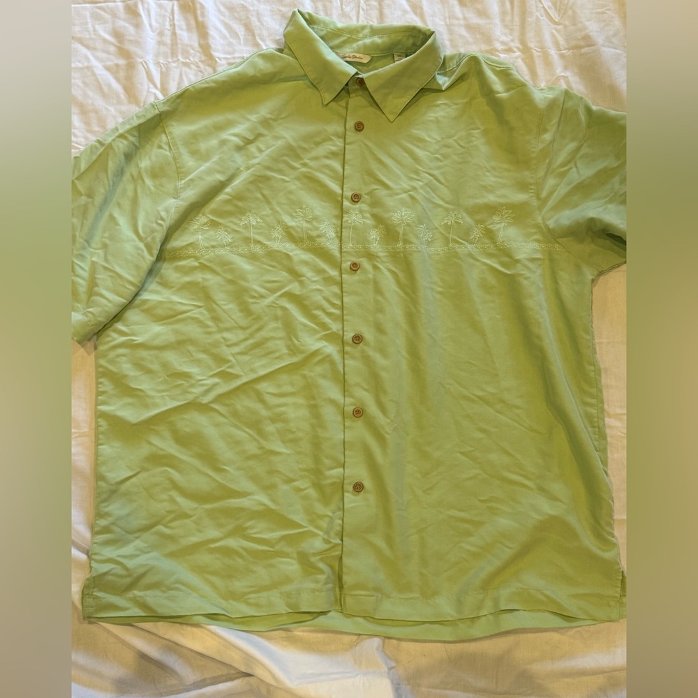 Green Casual Button Down Shirt with Standard Collar